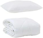 vidaXL Bettdecke mit Kissen 2-Tlg Wei&szlig; Mikrofaser 3376607