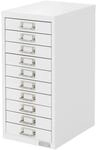 ML-Design Aktenschrank mit 10 Schubladen 28x38x60 cm Wei&szlig; aus Metall f&uuml;r DIN A4