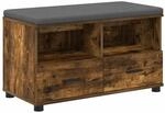 vidaXL Flurbank mit Kissen mit Regal Ger&auml;ucherte Eiche 80 x 38 x 46 cm 891460