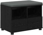 vidaXL Flurbank mit Kissen mit Regal Schwarze Eiche 60 x 38 x 46 cm 891449