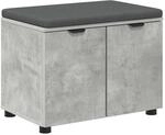 vidaXL Flurbank mit Kissen mit Regal mit T&uuml;r Betongrau 60 x 38 x 46 cm 891475