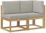 vidaXL Outdoor Mittel- und Ecksofa 2 St&uuml;ck Wei&szlig; Massivholz Akazie 901474