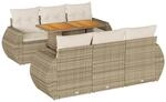 vidaXL 7-Tlg Garten-Sofagarnitur mit Kissen Beige Poly Rattan 3327222