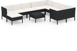 vidaXL 11-tlg Garten-Lounge-Set mit Auflagen Poly Rattan Schwarz Modell 14