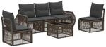 vidaXL Gartensofa-Set 6-Tlg Grau und Dunkelgrau Poly-Rattan 3435377