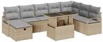 vidaXL Garten-Sofa-Set mit Kissen mit Speicher 9-Tlg Beige Poly Rattan 3359817