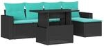 vidaXL 6-Tlg Gartensofa-Set mit Kissen Schwarz Polyrattan 3267237