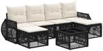 vidaXL Gartensofa-Set 7-Tlg Schwarz und Cremewei&szlig; Poly-Rattan 3435499