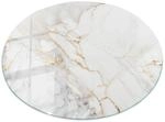 Tulup Tischplatte Edler Marmor mit Adern Glastischplatte 80x80 cm Wei&szlig; Tischplatte
