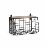 Relaxdays Obstkorb Wandregal Eisen MDF Wandmontage 21 cm x 30 cm x 20 cm 1,2 kg