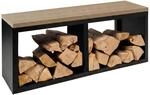 osoltus Brennholzregal Brennholzlager mit Bank 102cm X 35cm X 40cm Schwarz