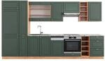 Vicco Fame-Line K&uuml;chenzeile Gr&uuml;n-Gold Landhaus/Goldkraft Eiche 355 cm AP...