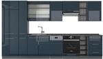 Vicco Fame-Line K&uuml;chenschr&auml;nke Dunkelblau Hochglanz/Anthrazit 355 cm ohne