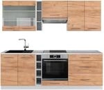Vicco Fame-Line K&uuml;chenzeile Goldkraft Eiche/Wei&szlig; 235 cm AP Marmor ohne...