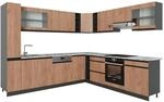 Vicco R-Line Eckk&uuml;che Goldkraft Eiche/Anthrazit 257 x 277 cm J-ShapeAP Marmor...