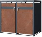 Ml-Design M&uuml;lltonnenbox 2er 132x80x120 cm Anthrazit-Rostoptik 240L