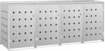 DELUKE 4er M&uuml;lltonnenbox SOGI Edelstahl 276x115x77,5cm Silber M&uuml;lltonnenverkleidung