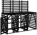 DELUKE 3er M&uuml;lltonnenbox Kiefernholz BOUMI 240x91,5x128,5cm Schwarz