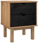 vidaXL Nachttisch OTTA Schwarz 45 x 39 x 57 cm Massives Kiefernholz 42041748