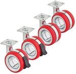 SOTECH 4er SET Premium M&ouml;belrolle D&Uuml;SSELDORF &Oslash;75 mm H&ouml;he 98,5 mm Chrom Rot...