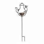 Relaxdays Vogeltr&auml;nke Gusseisen Braun Wetterfest Frostsicher mit Erdspie&szlig; 86 cm x