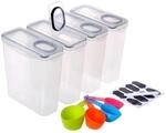 Relaxdays Vorratsdosen Set Kunststoff Transparent Schwarz Luftdicht 4-teilig 25 cm x