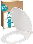 Calmwaters WC-Sitz Flach Absenkautomatik Wei&szlig; Duroplast O-Form Slim 26LP6163