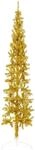 vidaXL K&uuml;nstlicher Halb-Weihnachtsbaum mit St&auml;nder Schlank Gold 180 cm