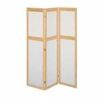 Relaxdays Paravent Bambus Kunststoff Natur Wei&szlig; Faltbar 3-teilig 168 cm x 135,5 cm x