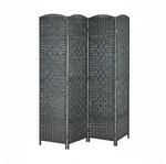 Relaxdays Paravent Holz Papierseil Grau Zusammenfaltbar 170 cm x 160 cm x 2 cm 4,3 kg