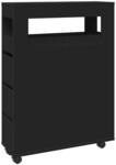 vidaXL Badschrank Schmal mit Rollen Schwarz Holzwerkstoff 855269