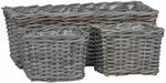 vidaXL Blumentopfkorb mit Speicher 3-Tlg Grau Kubu Rattan 42020965