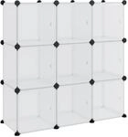 vidaXL Aufbewahrungsw&uuml;rfel-Organizer mit 9 W&uuml;rfeln und T&uuml;ren Transparent PP 340557