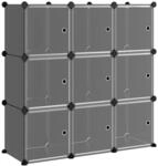 vidaXL Regalsystem mit 9 W&uuml;rfeln und T&uuml;ren Schwarz PP 340558