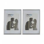 Relaxdays Bilderrahmen 2er Set A4 Kunststoff Glas MDF Silber 30,5 cm x 22 cm x 2 cm
