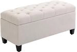 HOMCOM Sitzbank mit Stauraum Polyester Gummiholz Cremewei&szlig; 100 x 40 x 44 cm