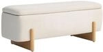HOMCOM Sitzbank mit Stauraum Leinenoptik Holzbeine Flur 111 x 44 x 44 5 cm Creme