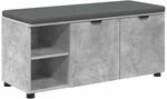 vidaXL Flurbank mit Kissen mit Regal Betongrau 100 x 38 x 46 cm 891515