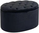 HOMCOM Sitzbank mit Stauraum Samtartiges Polyester Schwarz 71 x 52 x 42 cm