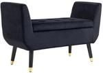 HOMCOM Luxus Sitzbank mit Stauraum Polyester Gummiholz Schwarz 107 x 42 x 65 cm
