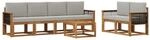vidaXL Outdoor-Sofagarnitur mit Kissen 6 Stk Natur und Hellgrau 3385012