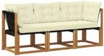 vidaXL Outdoor Mittel- und Ecksofa mit Kissen 3 St&uuml;ck Natur 900621