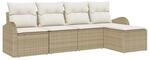 vidaXL Garten-Sofa-Set mit Kissen 5-Tlg Beige Poly Rattan 3346001