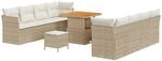 vidaXL Garten-Sofa-Set mit Kissen mit Speicher 11-Tlg Beige und Creme 3363406
