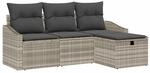vidaXL Garten-Sofa-Set mit Kissen 4-Tlg Hellgrau Poly Rattan 3359251