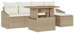 vidaXL Garten-Sofa-Set mit Speicher 6-Tlg Beige Poly Rattan 3358563