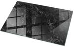 Tulup Tischplatte Ge&auml;dertes Marmormuster Glastischplatte 100x70 cm Schwarz