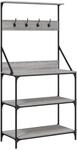 vidaXL B&auml;ckerregal mit Haken 4 B&ouml;den Grau Sonoma Holzwerkstoff 838961