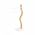 Relaxdays Handtuchst&auml;nder Holz Wei&szlig; Freistehend mit 2 Stangen 86 cm x 37 cm x 18 cm