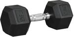 HOMCOM Hexagon Gummi-Hantel Griff Ger&auml;ndelt Gewichte Metall Schwarz 1 x 17,5 Kg